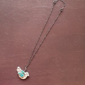 Pressed clay handmade bird necklace
